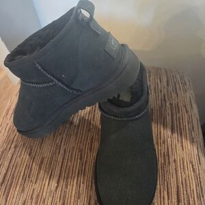 UGG Black Ankle Boots with Rugged Soles